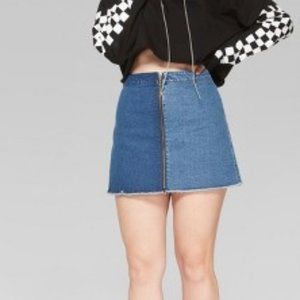 Wild Fable Colorblock Zip-Front Denim Mini Skirt NWT
